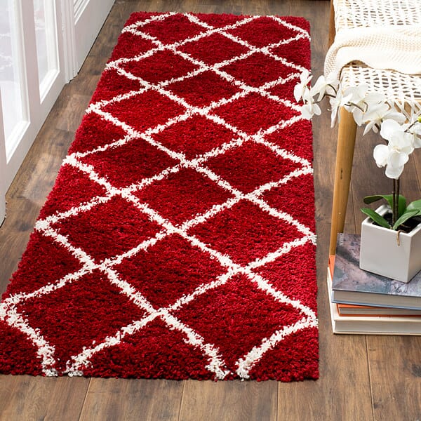 Safavieh Hudson Shag Sgh281R Red / Ivory Geometric Area Rug