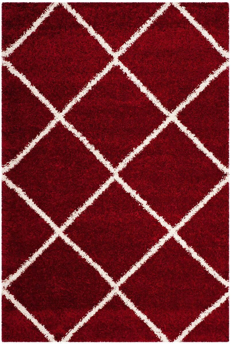 Safavieh Hudson Shag Sgh281R Red / Ivory Geometric Area Rug