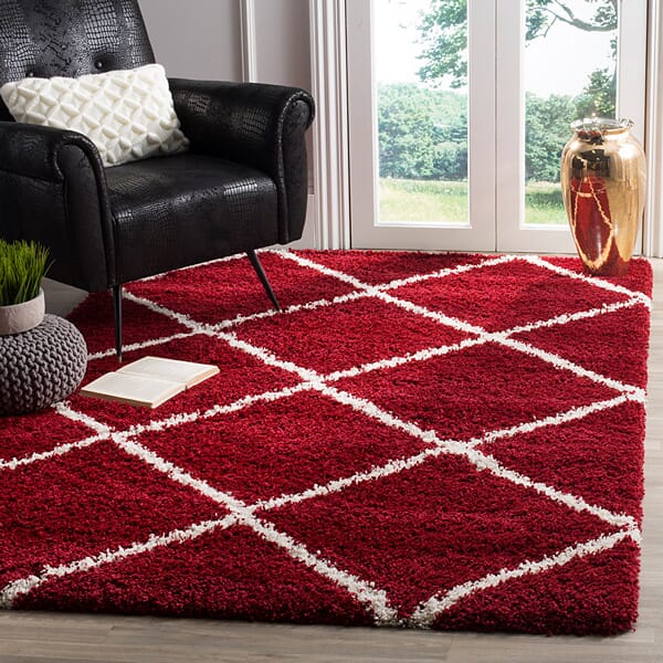 Safavieh Hudson Shag Sgh281R Red / Ivory Geometric Area Rug