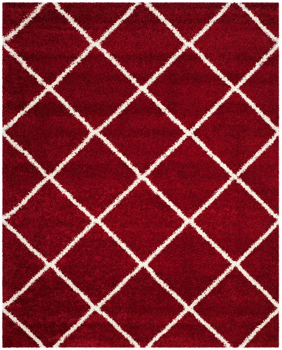 Safavieh Hudson Shag Sgh281R Red / Ivory Geometric Area Rug