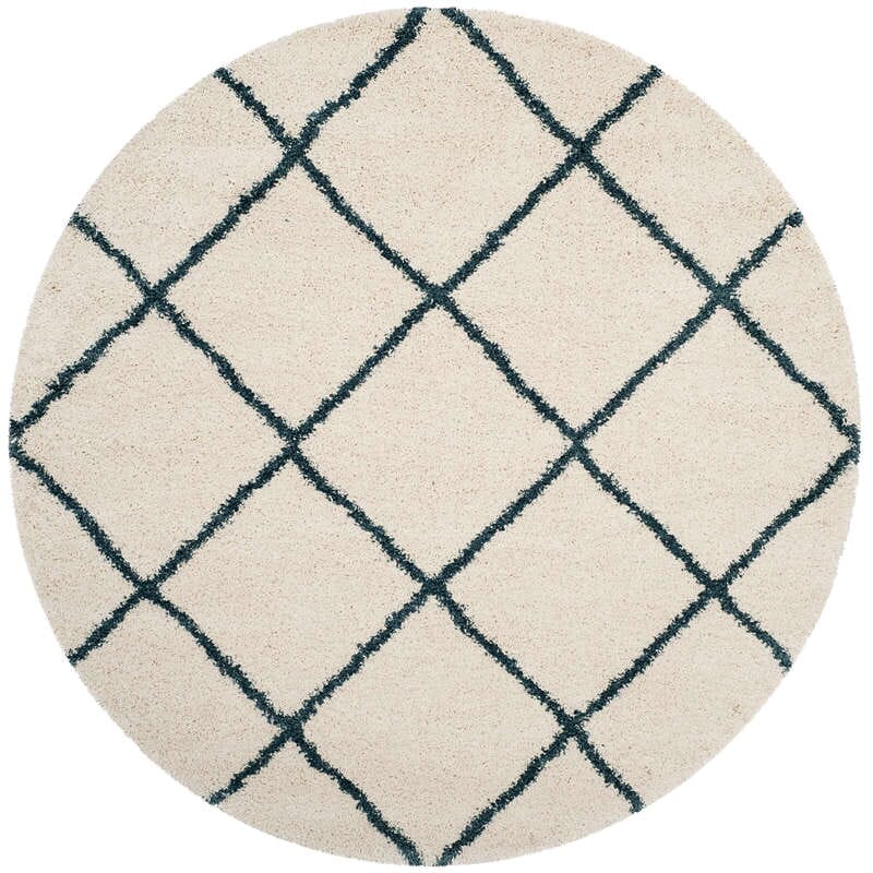 Safavieh Hudson Shag Sgh281T Ivory / Slate Blue Geometric Area Rug