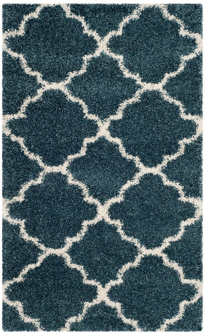 Safavieh Hudson Shag Sgh282L Slate Blue / Ivory Geometric Area Rug