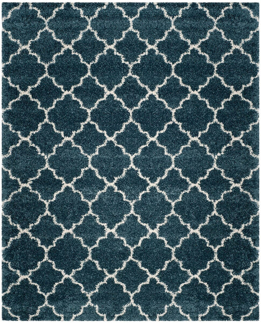 Safavieh Hudson Shag Sgh282L Slate Blue / Ivory Geometric Area Rug