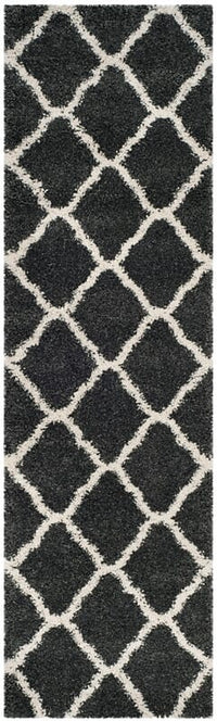 Safavieh Hudson Shag Sgh283G Dark Grey / Ivory Geometric Area Rug