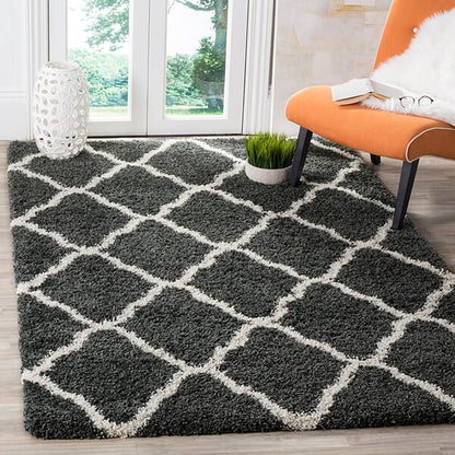 Safavieh Hudson Shag Sgh283G Dark Grey / Ivory Geometric Area Rug