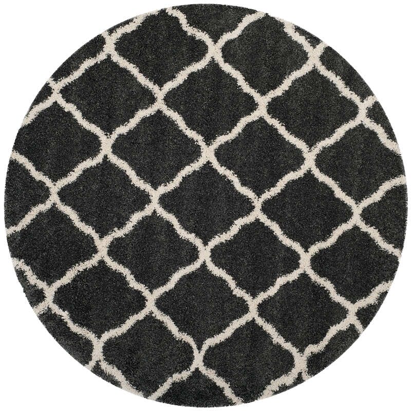 Safavieh Hudson Shag Sgh283G Dark Grey / Ivory Geometric Area Rug