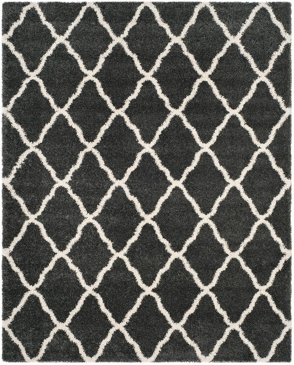 Safavieh Hudson Shag Sgh283G Dark Grey / Ivory Geometric Area Rug