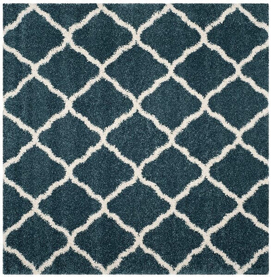 Safavieh Hudson Shag Sgh283L Slate Blue / Ivory Geometric Area Rug