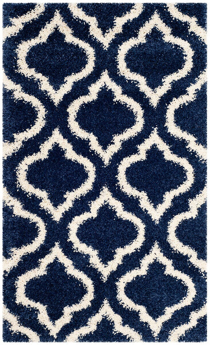 Safavieh Hudson Shag Sgh284C Navy / Ivory Geometric Area Rug