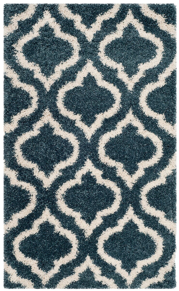 Safavieh Hudson Shag Sgh284L Slate Blue / Ivory Geometric Area Rug