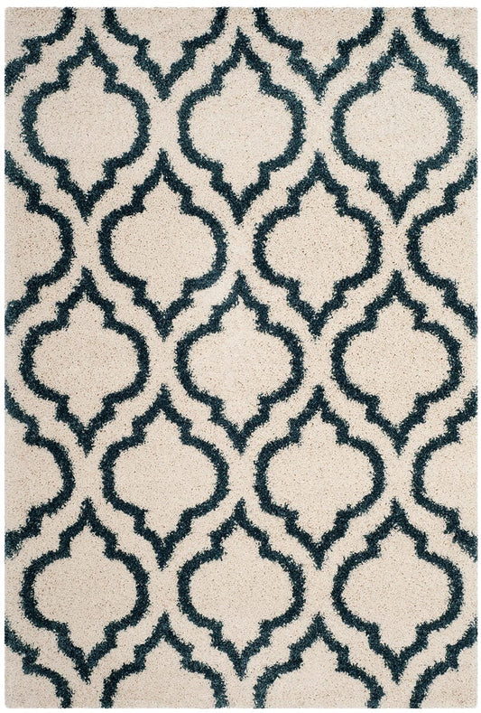 Safavieh Hudson Shag Sgh284T Ivory / Slate Blue Geometric Area Rug