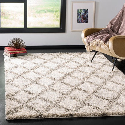 Safavieh Hudson Shag Sgh333A Ivory / Grey Shag Area Rug