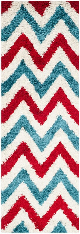 Safavieh Safavieh Kids Shag Sgk564B Ivory / Red Chevron Area Rug