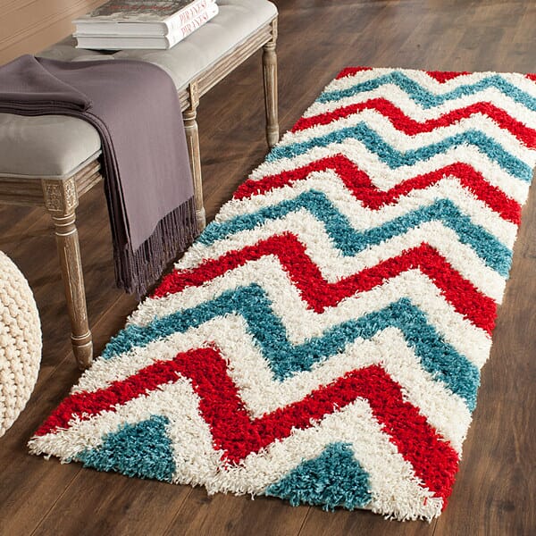 Safavieh Safavieh Kids Shag Sgk564B Ivory / Red Chevron Area Rug