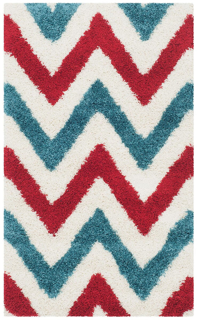 Safavieh Safavieh Kids Shag Sgk564B Ivory / Red Chevron Area Rug