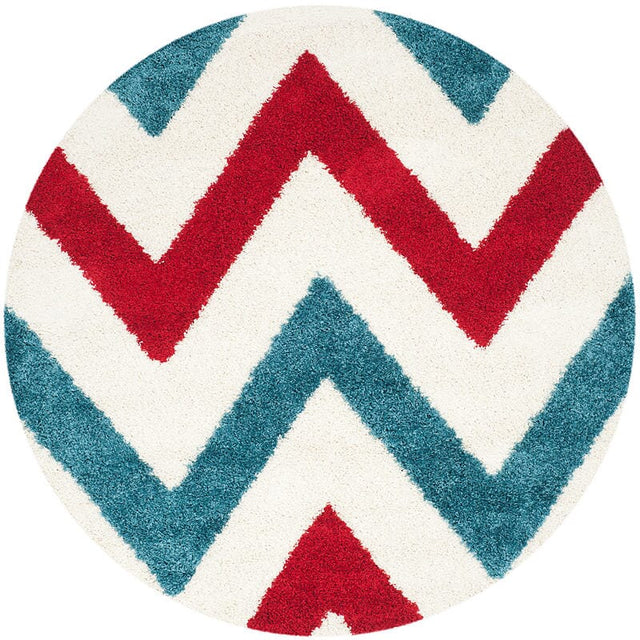 Safavieh Safavieh Kids Shag Sgk564B Ivory / Red Chevron Area Rug