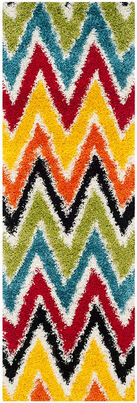 Safavieh Safavieh Kids Shag Sgk567A Ivory / Multi Chevron Area Rug