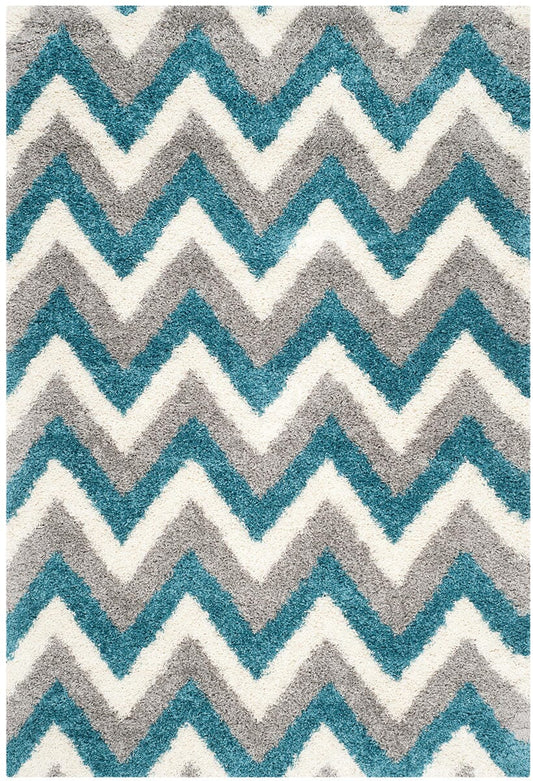 Safavieh Safavieh Kids Shag Sgk568C Ivory / Blue Chevron Area Rug