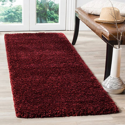 Safavieh Santa Monica Shag Sgn725-4242 Maroon Shag Area Rug