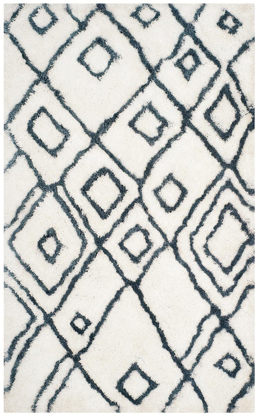 Safavieh Toronto Shag Sgt727K Ivory / Blue Moroccan Area Rug