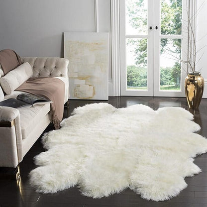 Safavieh Sheepskin Shag Shs121A White Shag Area Rug