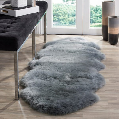 Safavieh Sheepskin Shag Shs121B Steel Blue Shag Area Rug