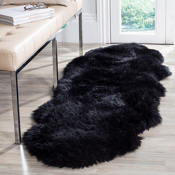 Safavieh Sheepskin Shag Shs121C Midnight Black Rugs.