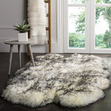 Safavieh Sheepskin Shag Shs121E Ivory / Smoke Grey Rugs.