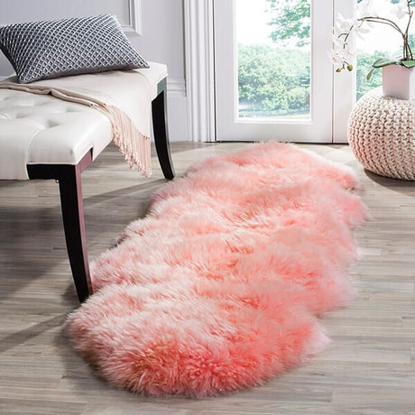 Safavieh Sheepskin Shag Shs121L Solid Pink Rugs.