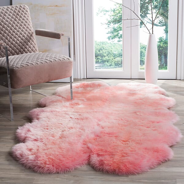 Safavieh Sheepskin Shag Shs121L Solid Pink Shag Area Rug