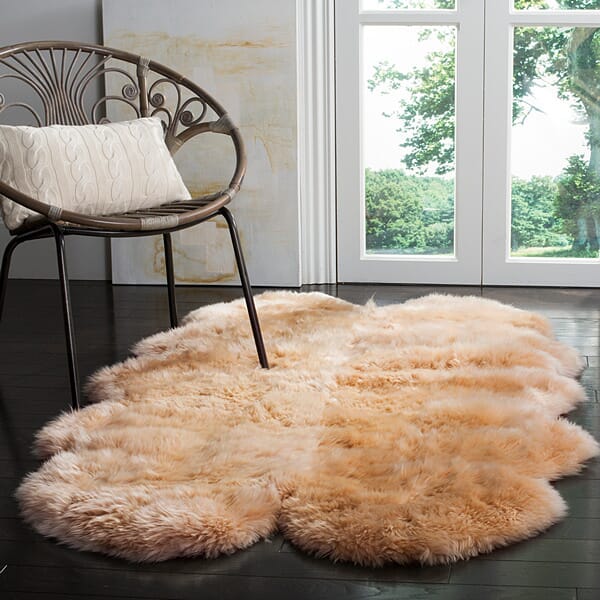 Safavieh Sheepskin Shag Shs121M Natural Beige Shag Area Rug