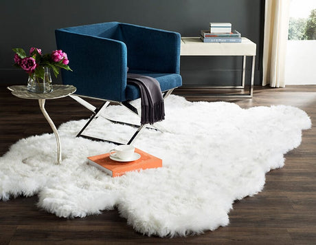 Safavieh Sheep Skin Shs211A White Solid Color Area Rug