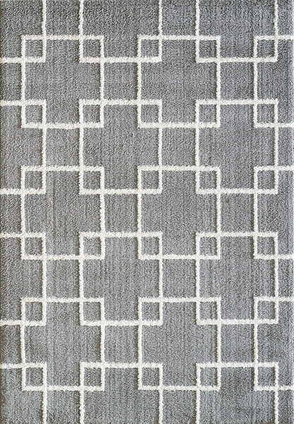 Dynamic Silky Shag 5901 Silver Geometric Area Rug