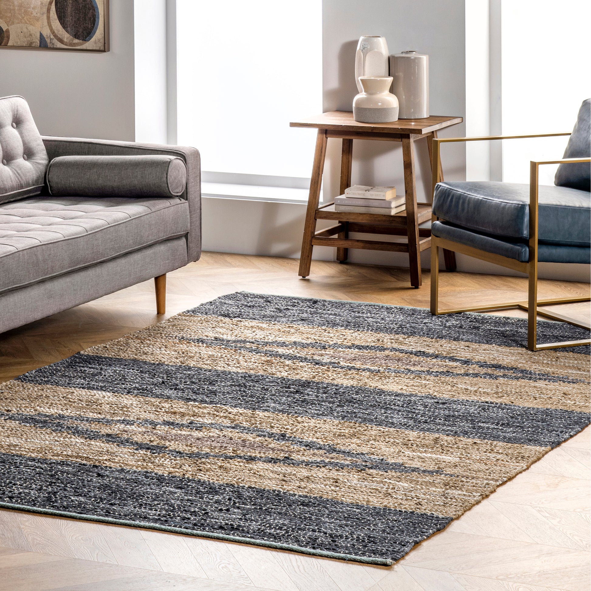 Nuloom Farren Leather Nfa1420A Gray Area Rug