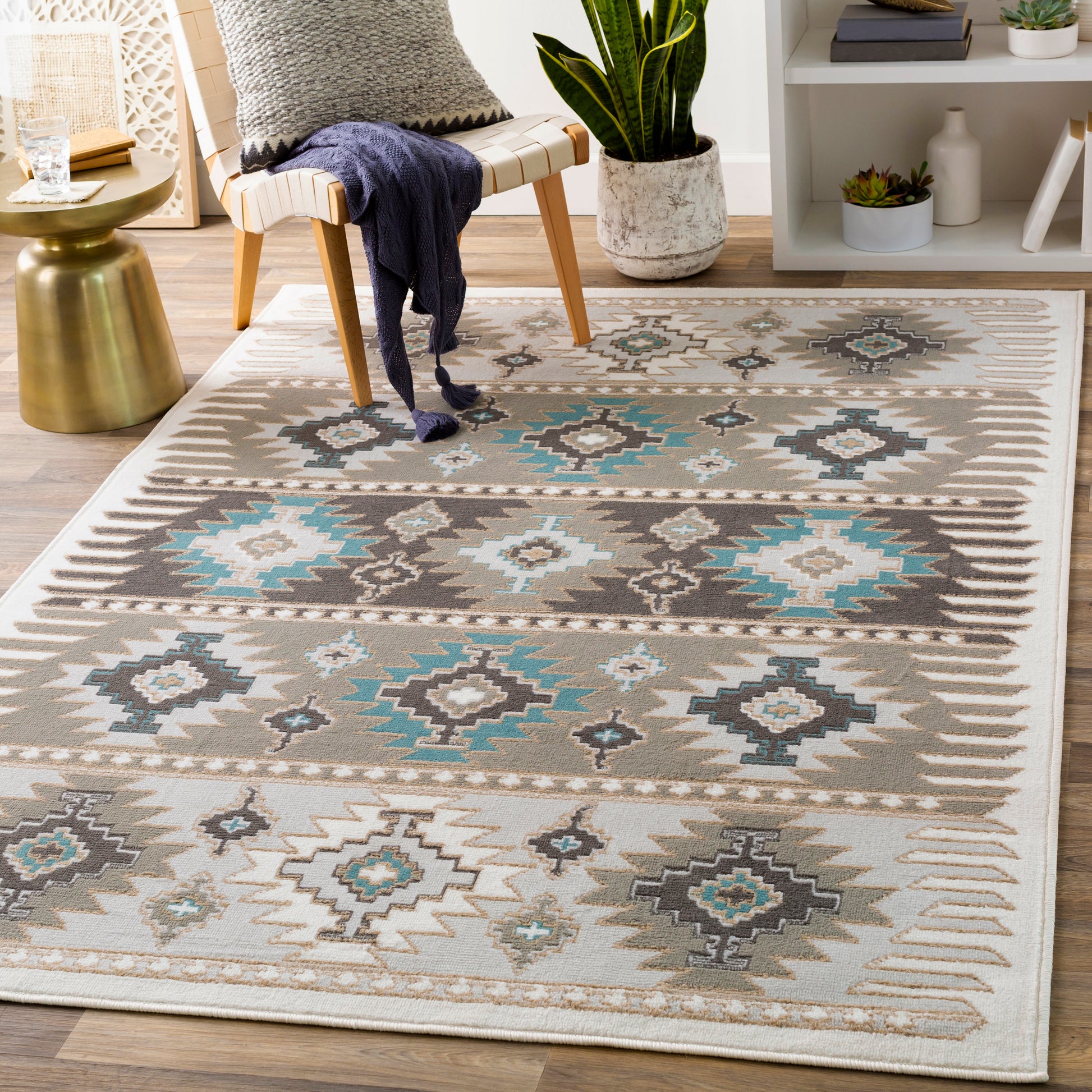 Surya Skagen Skg-2304 Light Gray, Silver Gray, Teal, Charcoal Area Rug