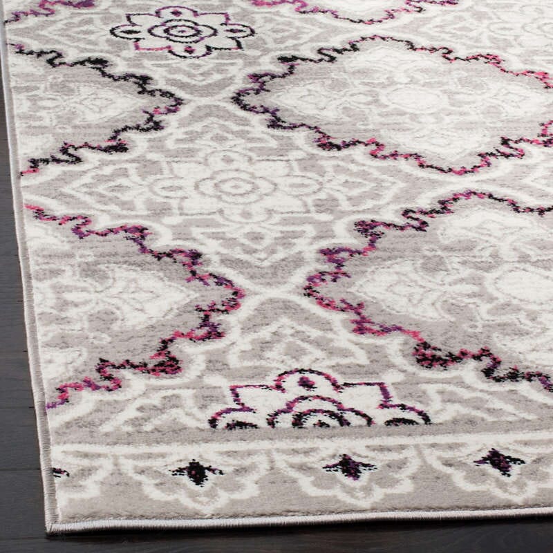 Safavieh Skyler Sky199P Grey / Pink Damask Area Rug