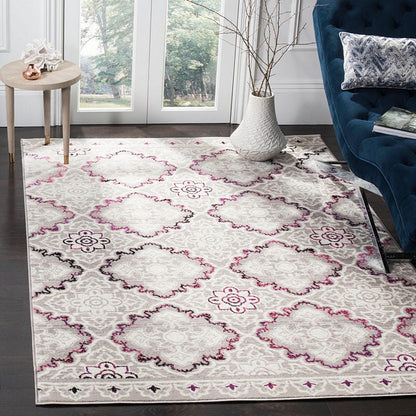 Safavieh Skyler Sky199P Grey / Pink Damask Area Rug