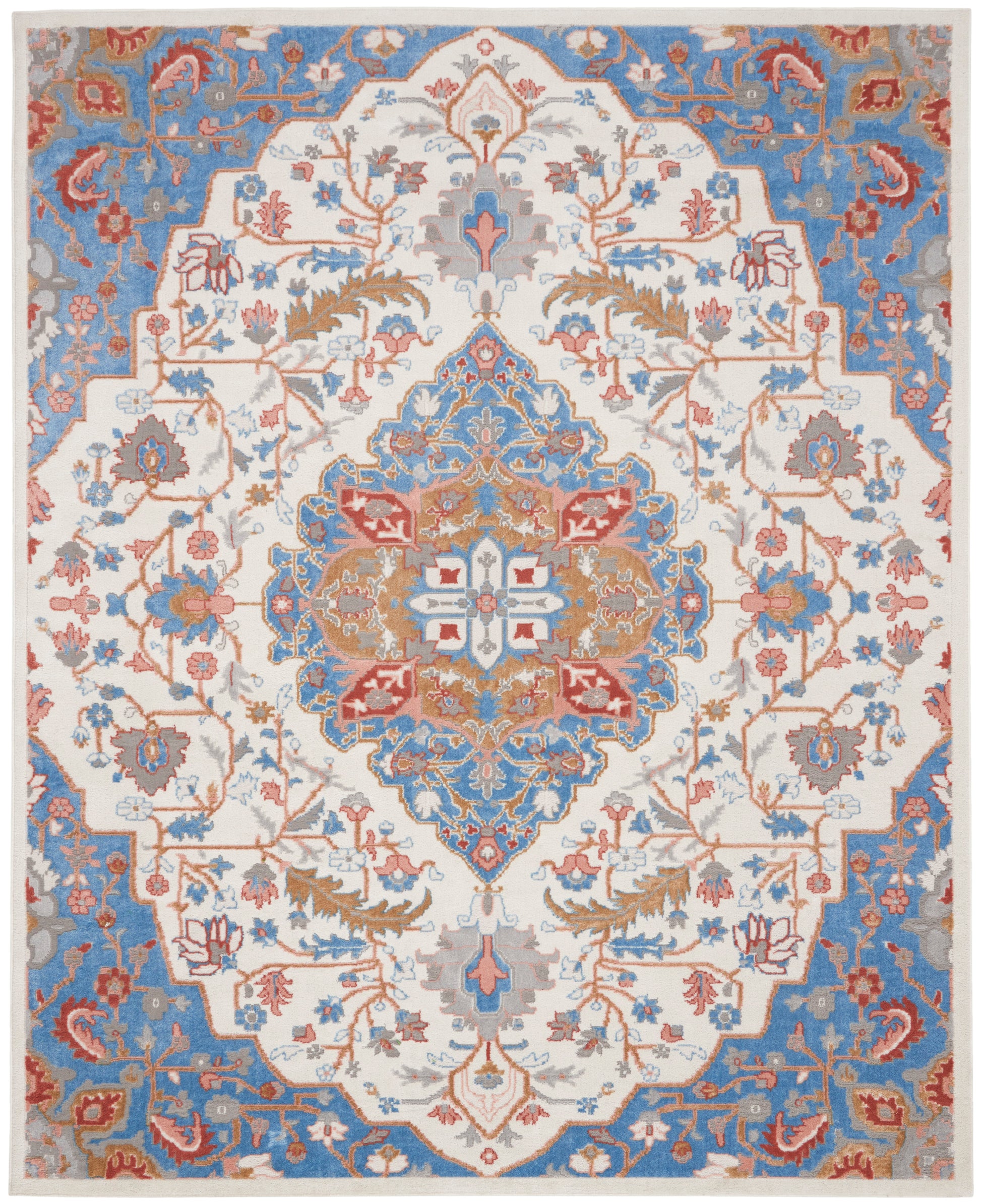 Nourison Elation Etn09 Ivory Blue Area Rug