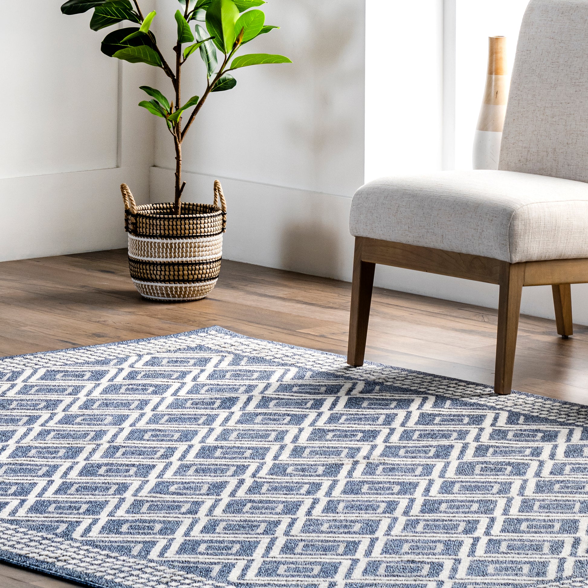 Nuloom Parker Trellis Npa1318A Blue Area Rug