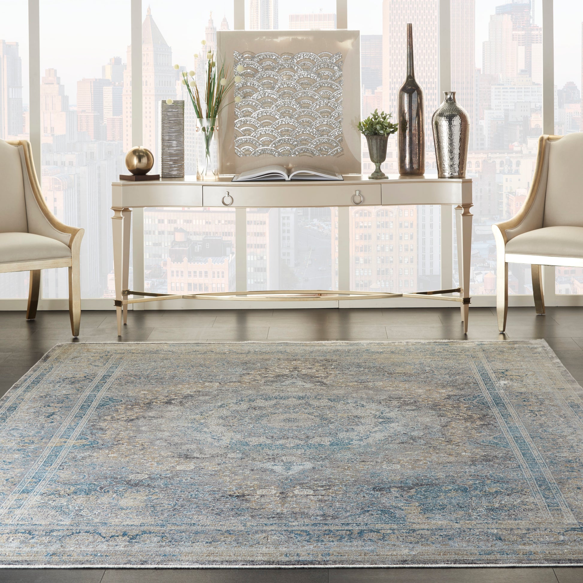 Nourison Starry Nights Stn06 Cream Blue Area Rug