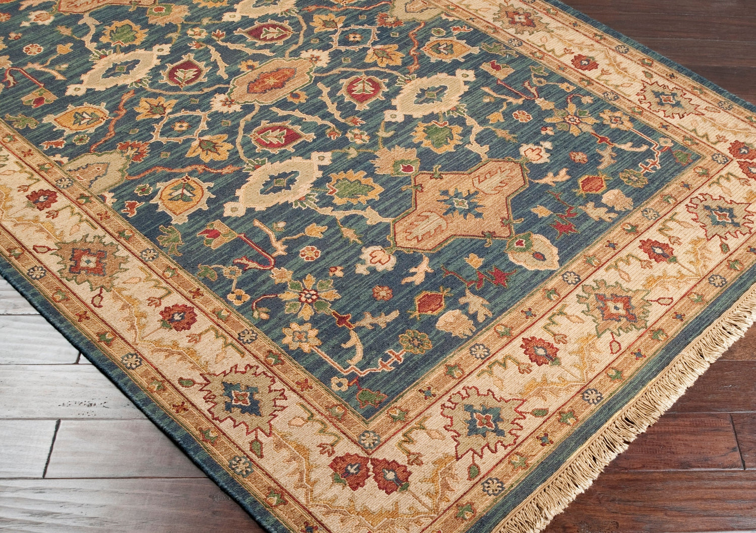 Surya Soumek Smk-51 Deep Teal, Tan Rug.
