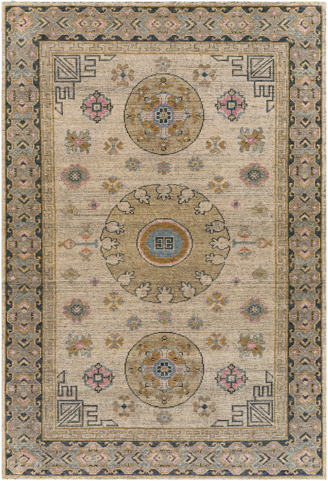 Surya Smyrna Smy-2301 Dark Green, Wheat, Pale Pink, Denim Rugs.