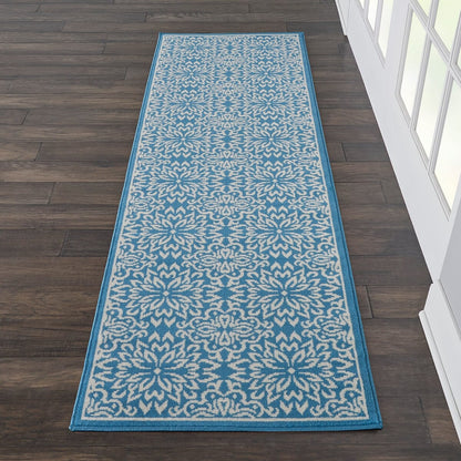 Nourison Jubilant Jub06 Ivory / Blue Damask Area Rug