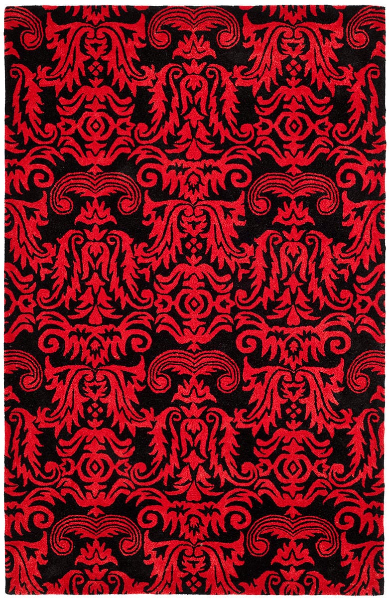 Safavieh Soho Soh452A Black / Red Damask Area Rug