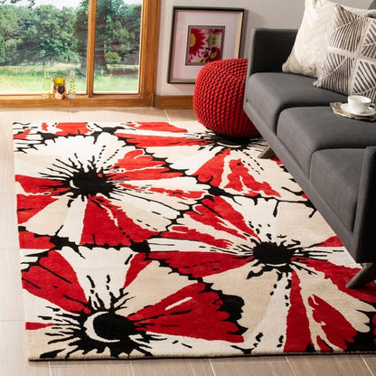 Safavieh Soho Soh729A Black / Red Floral / Country Area Rug