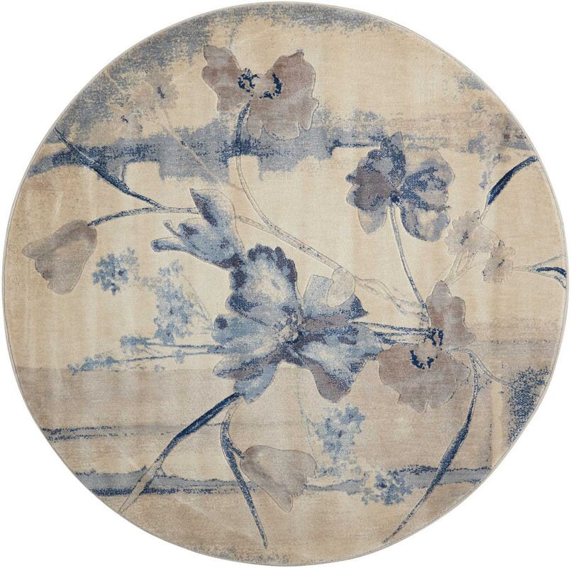 Nourison Somerset St18 Ivory Blue Floral / Country Area Rug