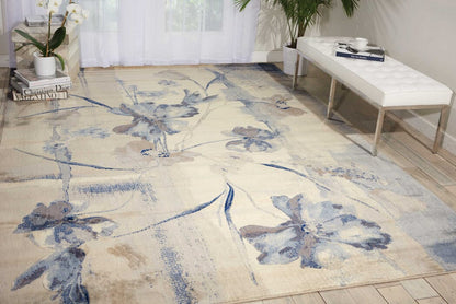 Nourison Somerset St18 Ivory Blue Floral / Country Area Rug