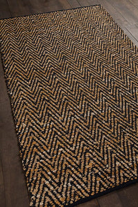 Chandra Sora Sor40202 Gold / Black Chevron Area Rug