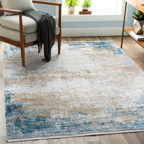 Surya Solar Sor-2301 Sky Blue, Dark Blue, Bright Yellow Rugs.