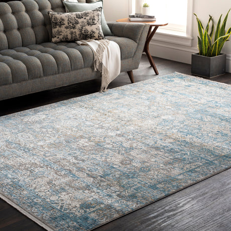 Surya Solar Sor-2314 Medium Gray, Aqua, Dark Blue, Light Gray Rugs.